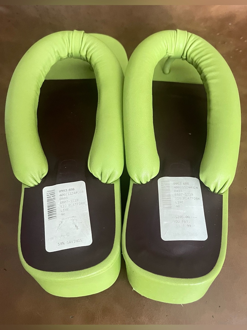NWT Staud Rio Women’s Platform Flip Flop Sandals in Lime Green - Picture 3 of 7